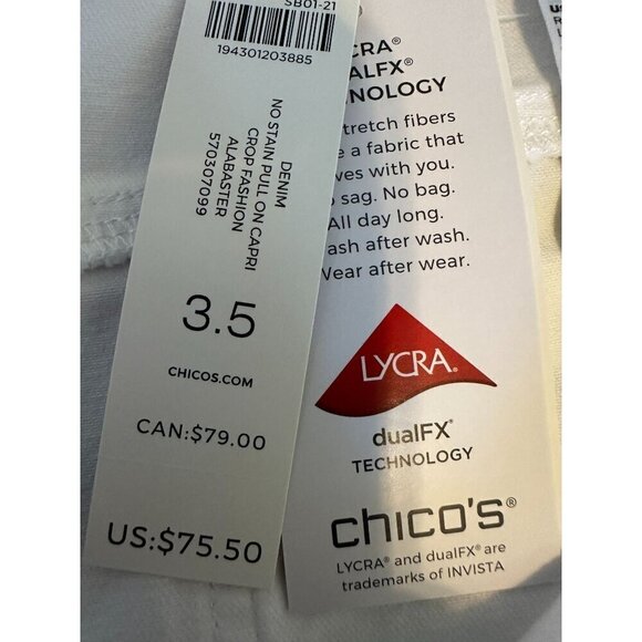 Chicos Jegging Capri Denim Sz 18/ Sz 3.5 No Stain Pull On White Stretchy NEW - Picture 7 of 13